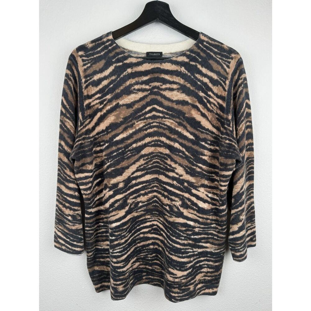 Talbots Top Womens Size XL Brown 3/4 Sleeve Cashmere Cozy Quiet Luxury